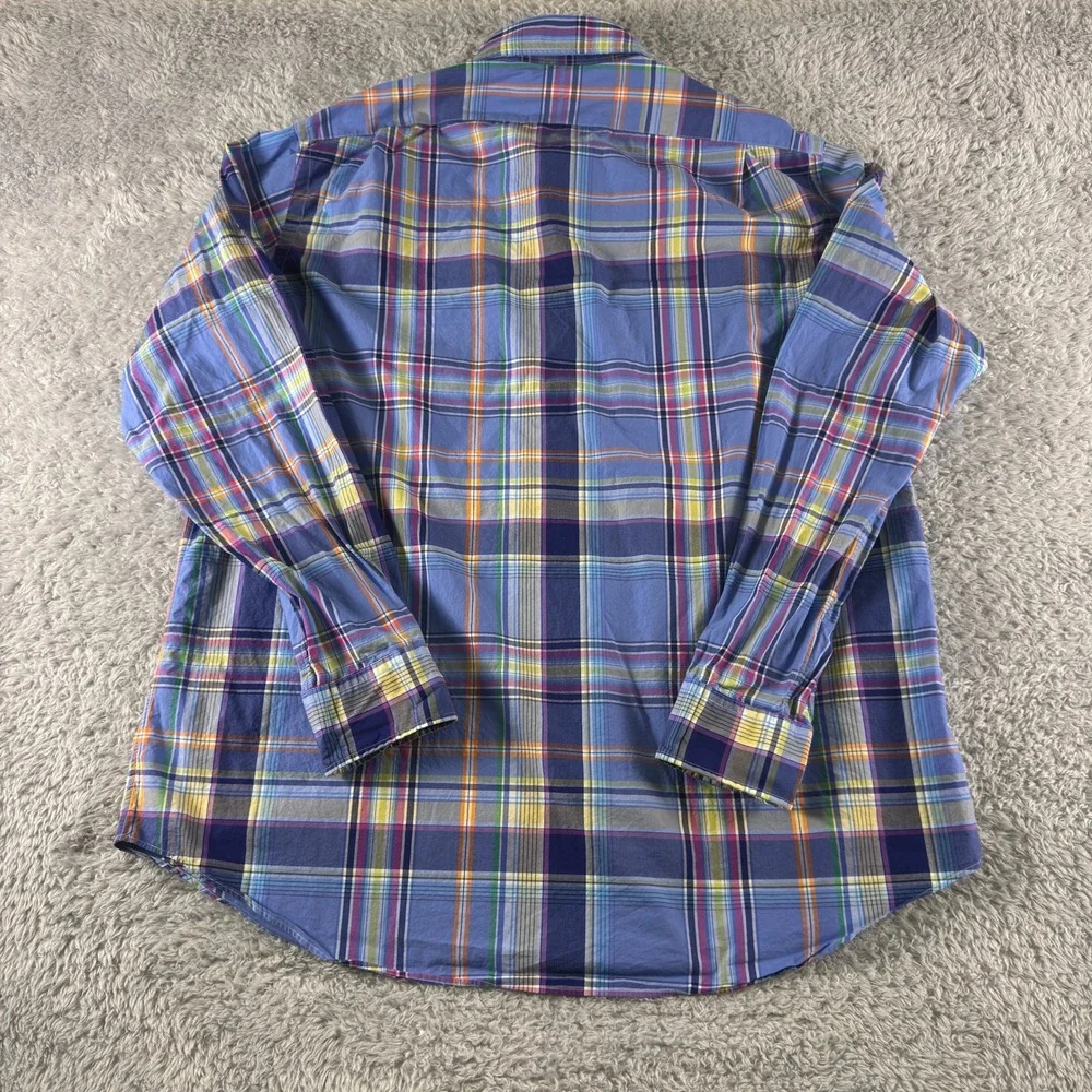 Polo Ralph Lauren Mens XL Plaid Button‎ Down Shirt Multi Color Cotton Pony Logo